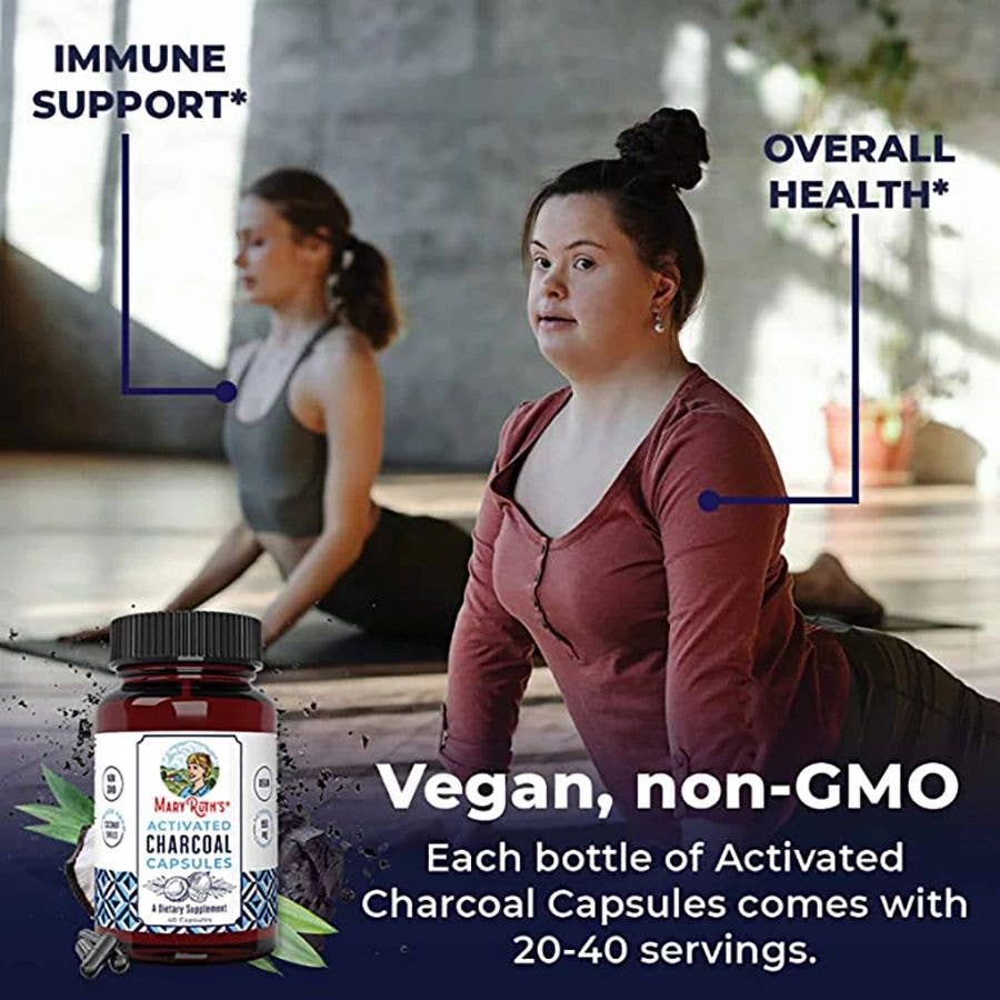 Activated Charcoal Capsules, Dietary Supplement, Vegan 40 Ct
