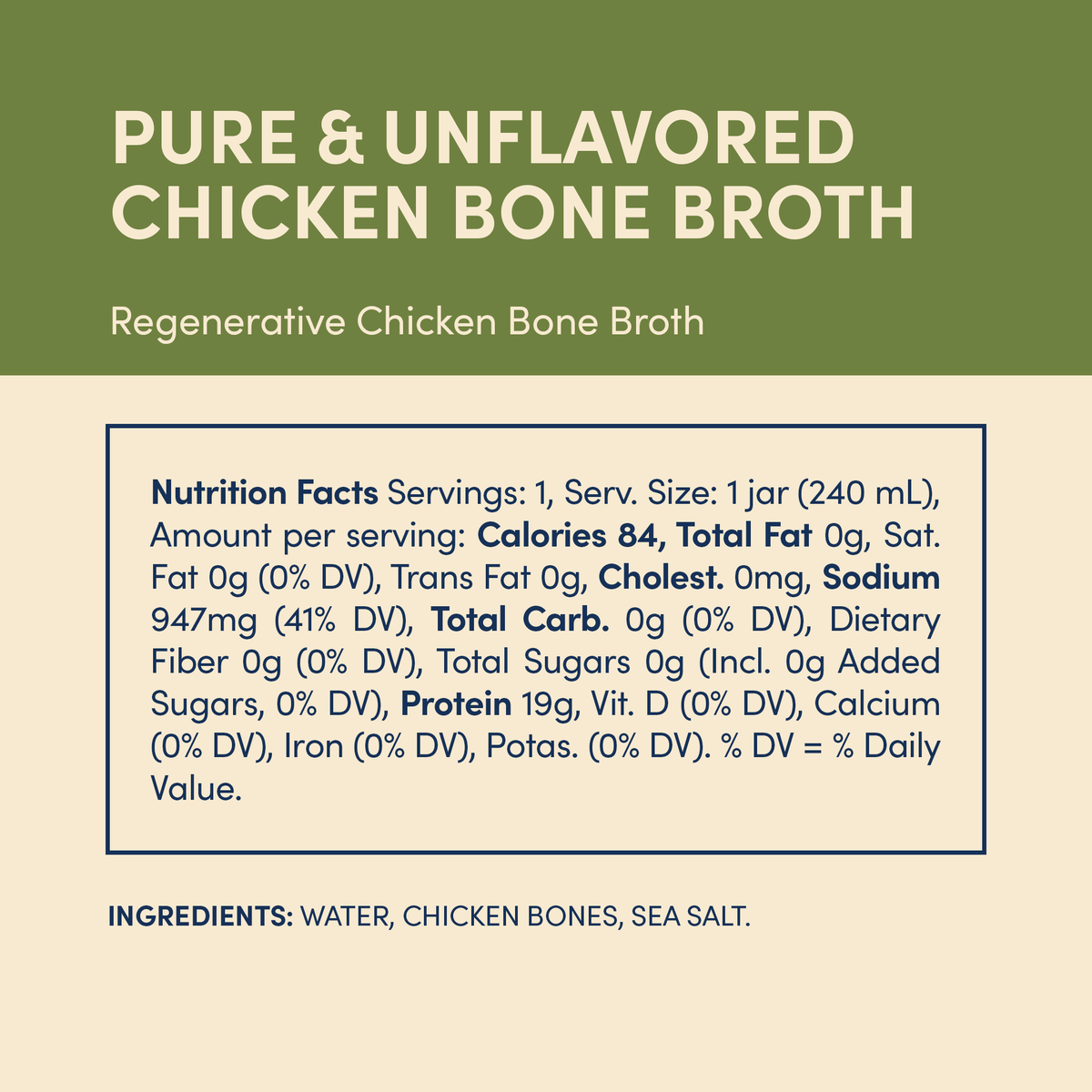 Regenerative Pasture-Raised Chicken Bone Broth 14oz