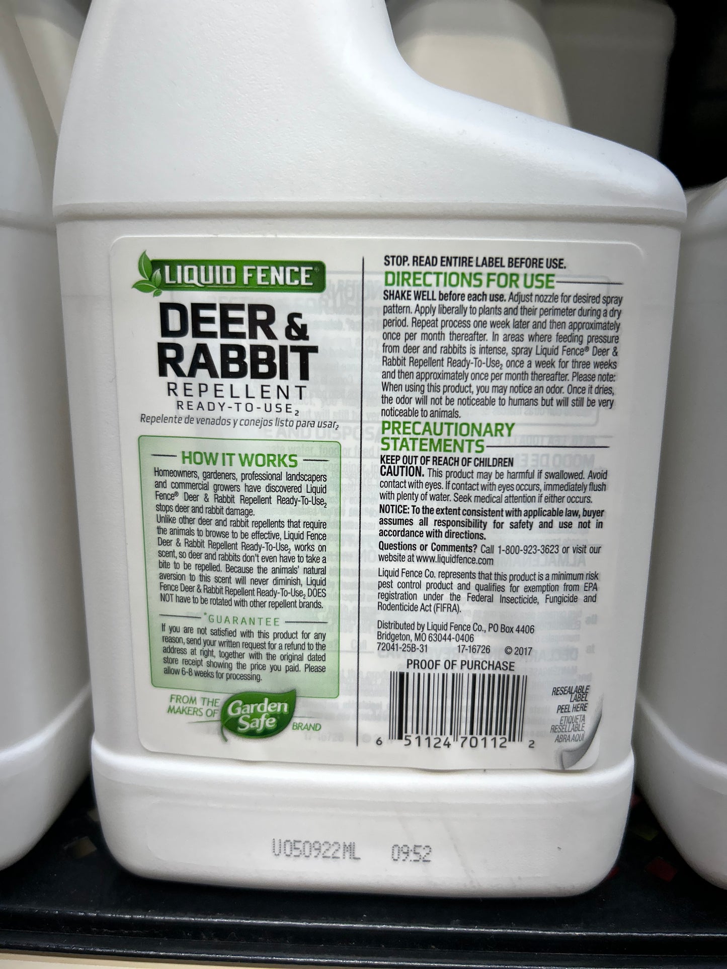Liquid Fence Deer & Rabbit Repellent RTU