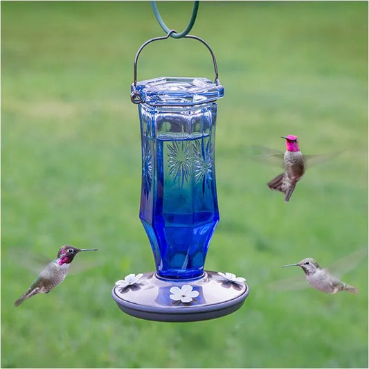 Perky-Pet Sapphire Starburst Vintage Glass Hummingbird Feeder