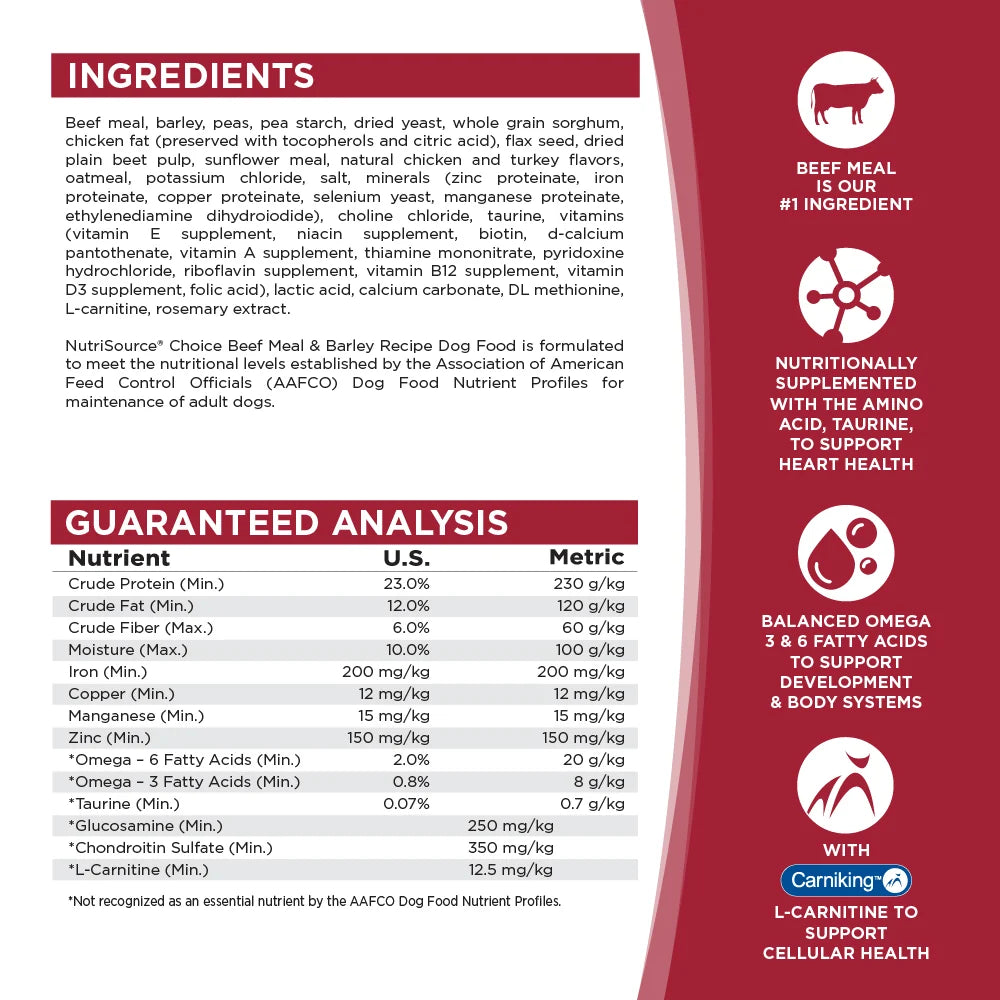 Nutrisource Beef Meal & Barely 5lb, 40lb