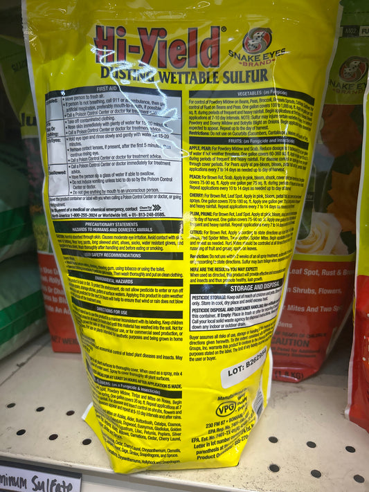 Hi Yield Dusting Wettable Sulfur