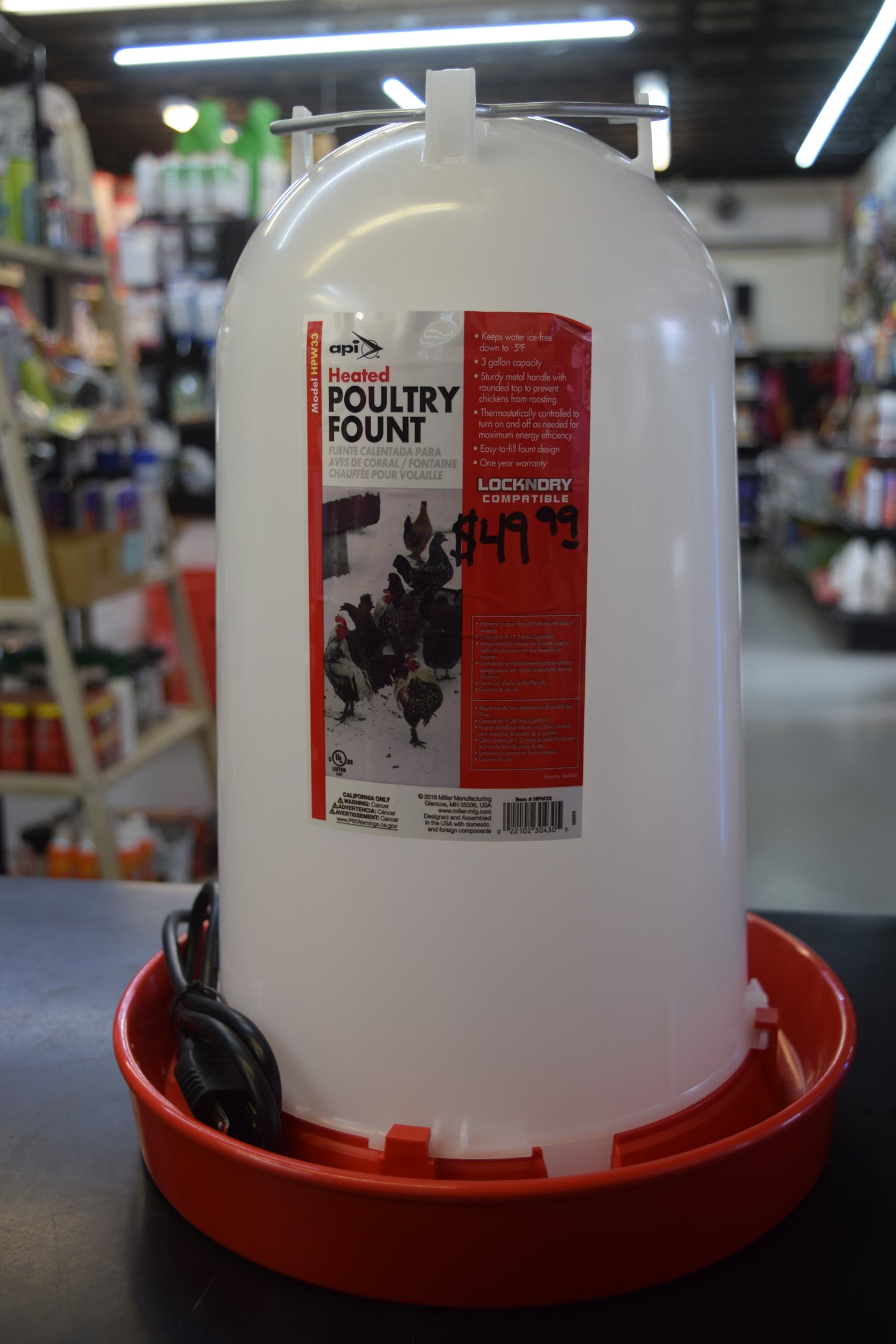 3 Gal Heated Poultry Fount