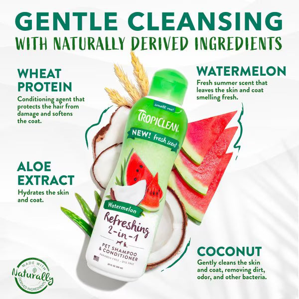 Tropiclean Refreshing 2-in1 Shampoo & Conditioner - Watermelon