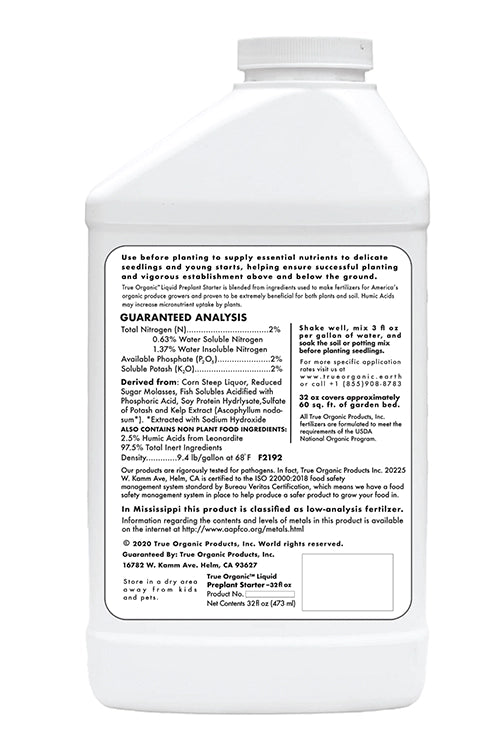 True Organic Liquid Pre-Plant Starter