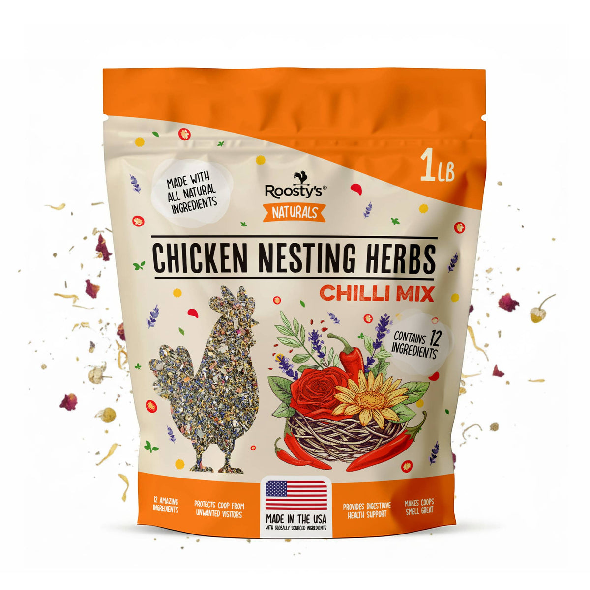 Chicken Nesting Herbs | Pest Repellent | For Chicken Coops: 1 Pouch (1lb)