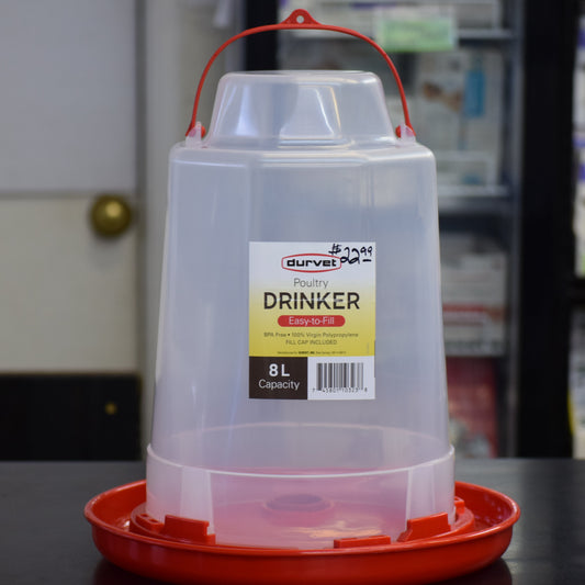 Durvet Poultry Drinker - 8L Waterer