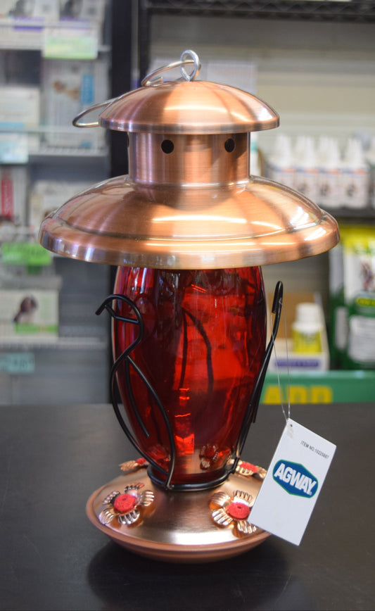 Agway Red Glass Hummingbird Feeder