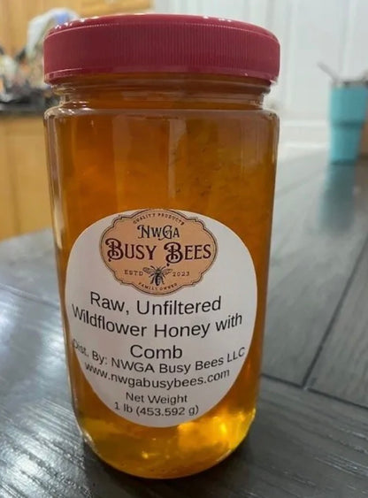 Wildflower Honey with Comb - NWGA Busy Bees