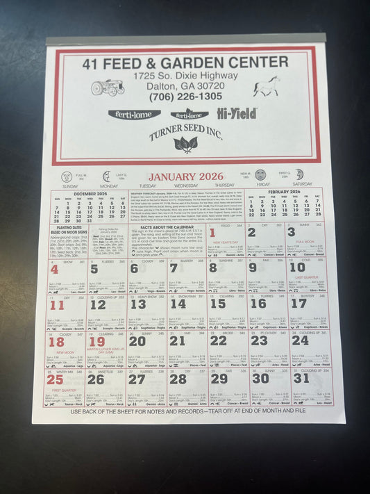 41’s Almanac Calendar 2026