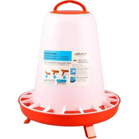 Comedero para aves de corral Tuff Stuff con patas retráctiles