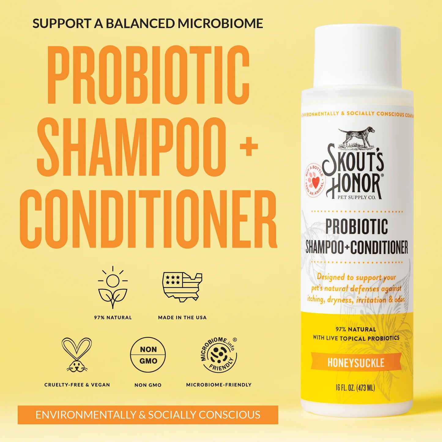 Scout’s Honor Probiotic Shampoo + Conditioner for Dogs & Cats