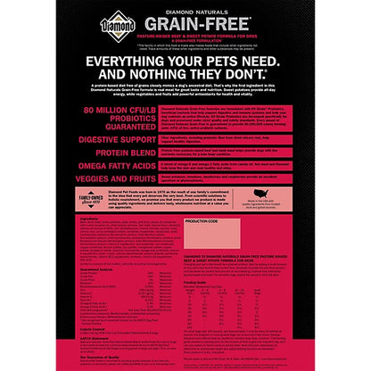 Diamond Naturals Grain Free Sweet Potato and Beef 28lb