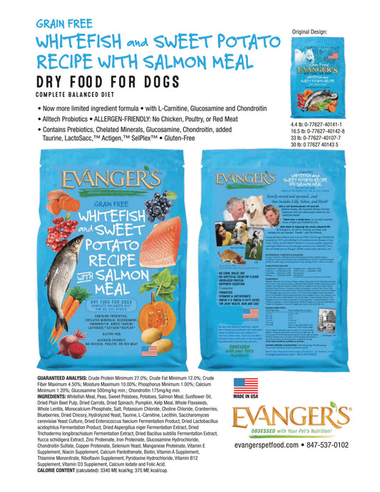 Evangers Whitefish and Sweet potato 30lb