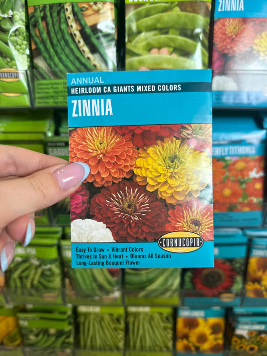 Heirloom CA Giants Mixed Colors Zinnia